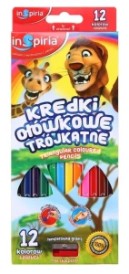 KREDKI OŁÓWKOWE TROJKĄTNE 12 KOL INSPIRI