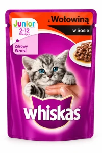 WHISKAS JUNIOR WOŁOWINA SOS SASZETKA