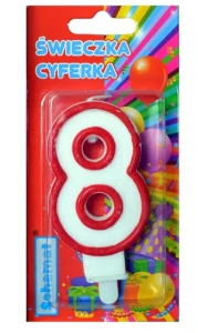 ŚWIECZKA 8 HAPPY BIRTHDAY CZERWONA