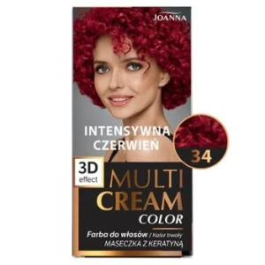 JOANNA MULTI CREAM 3D 34 FARBA DO WŁOSÓW INTENSYWNA CZERWIEŃ