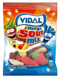 Żelki Vidal 90g Mega kwaśne display